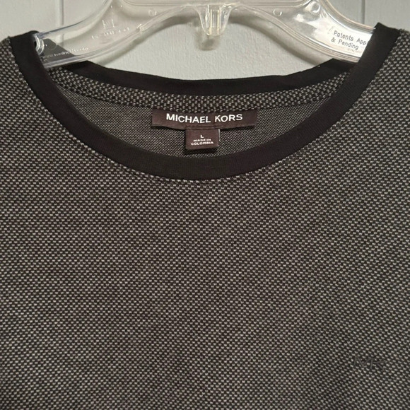 MICHAEL KORS Black and Gray Long Sleeve Textured Top Size Large - Picture 3 of 5